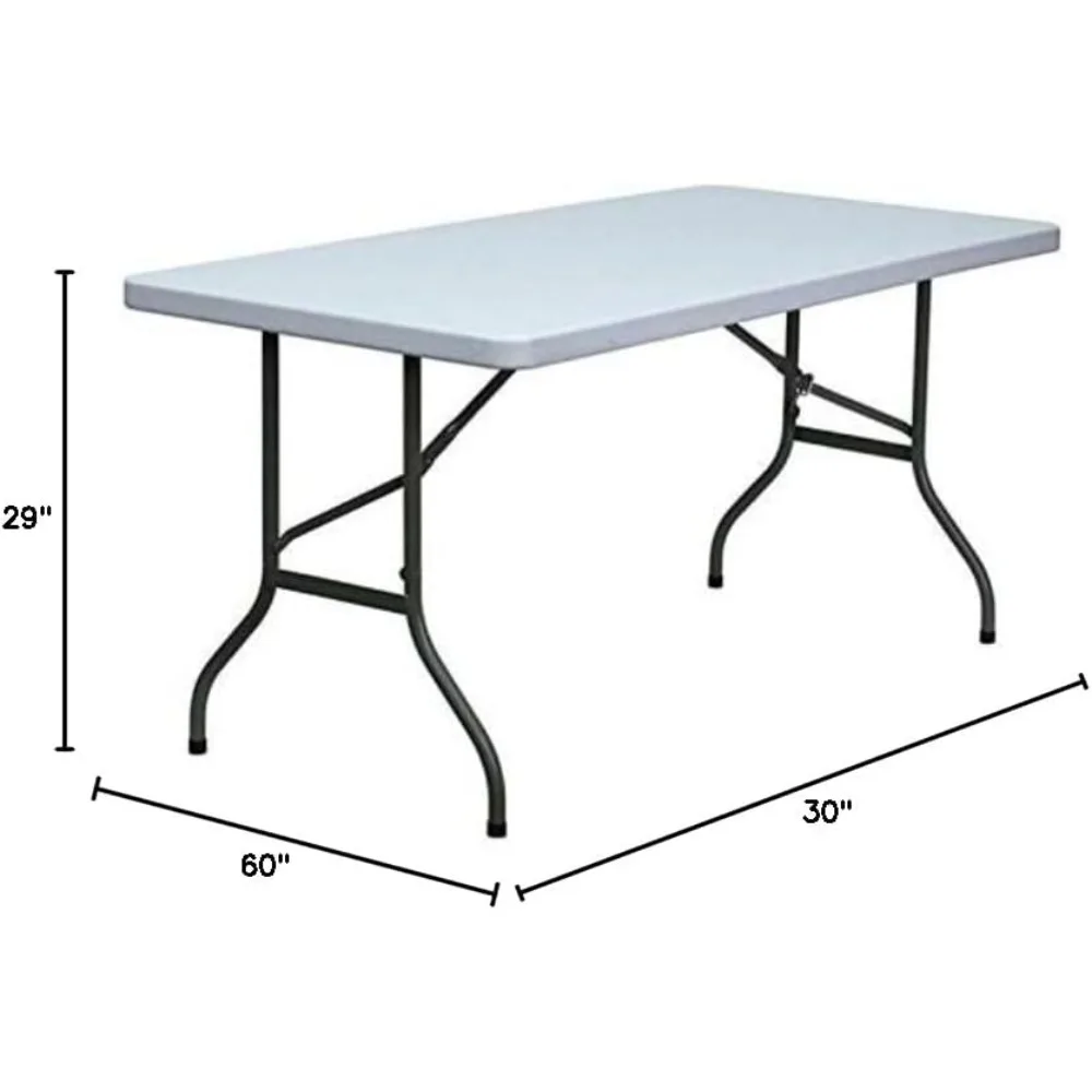 Plastic/Metal Blow Molded Folding Table In Granite White