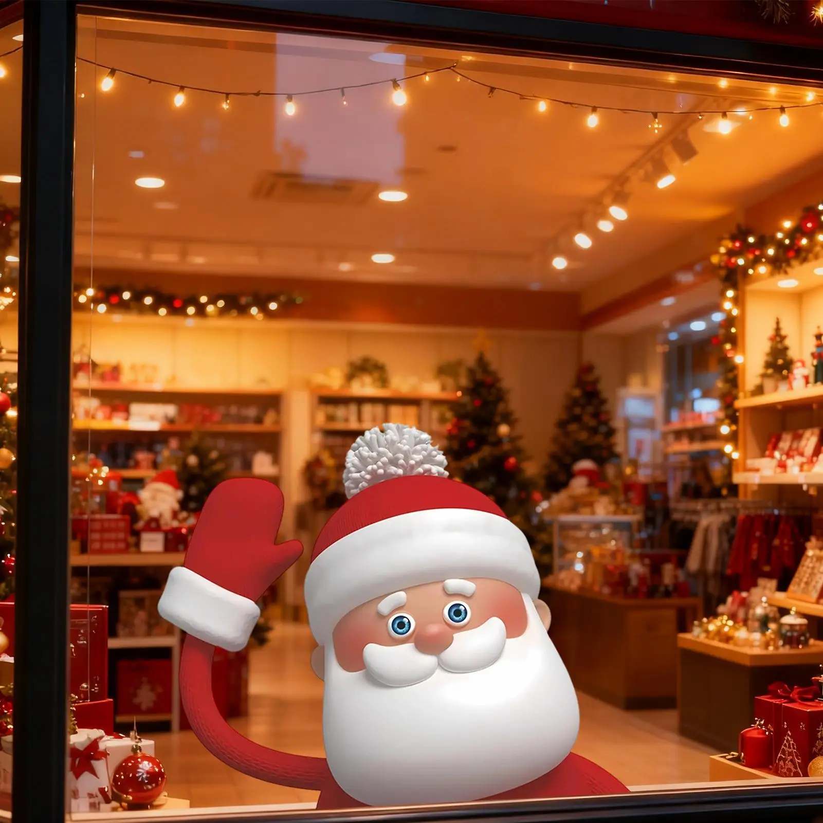 يلوح سانتا عيد الميلاد نافذة يتمسك ثلاثية الأبعاد تأثير الباب يتمسك كبير سانتا كلوز ملصقات نافذة ملصقات ديكور المنزل نافذة الشارات #4