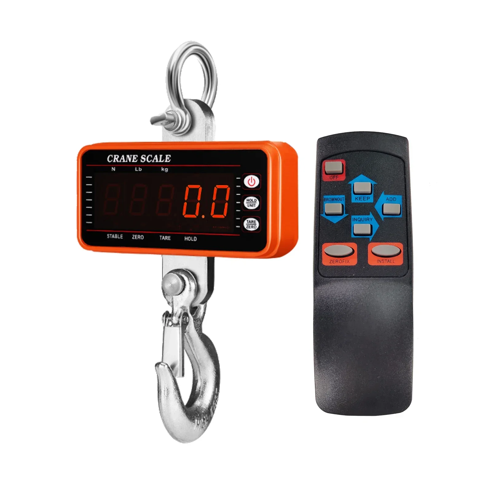 Digital Hanging Scale with 65ft Remote Control Heavy Duty Crane Scale Dimmable LED Industrial Hook Scales 1500kg/1000kg/500kg