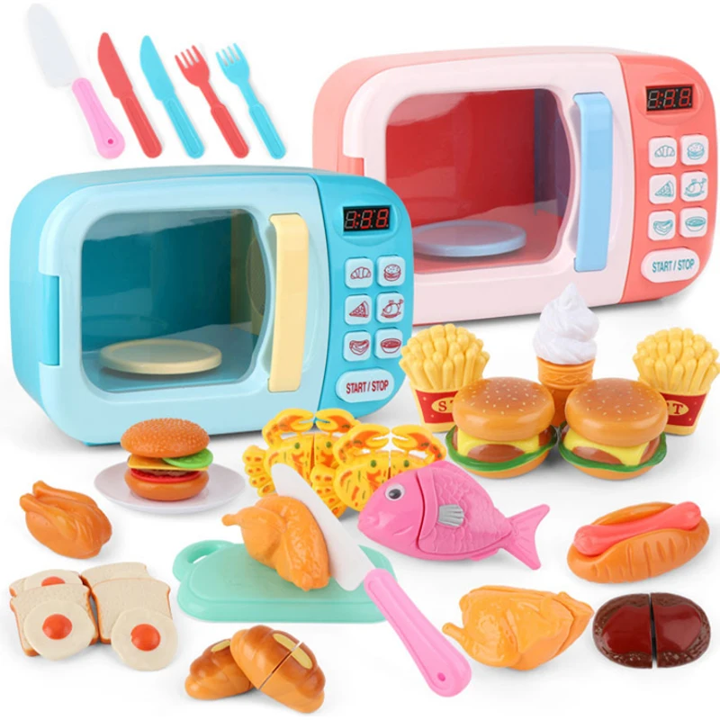 

Kid's Kitchen Toys Simulation Microwave Oven Educational Toys Mini Kitchen Food Pretend Play Cutting Role Playing Girls Toys