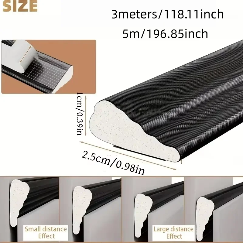 1PC 3/5m Wedge-Shape Foam Weather Stripping Door Seal Strip self-adhesive high density PU weatherstrip Gap Filler for Doors Fram