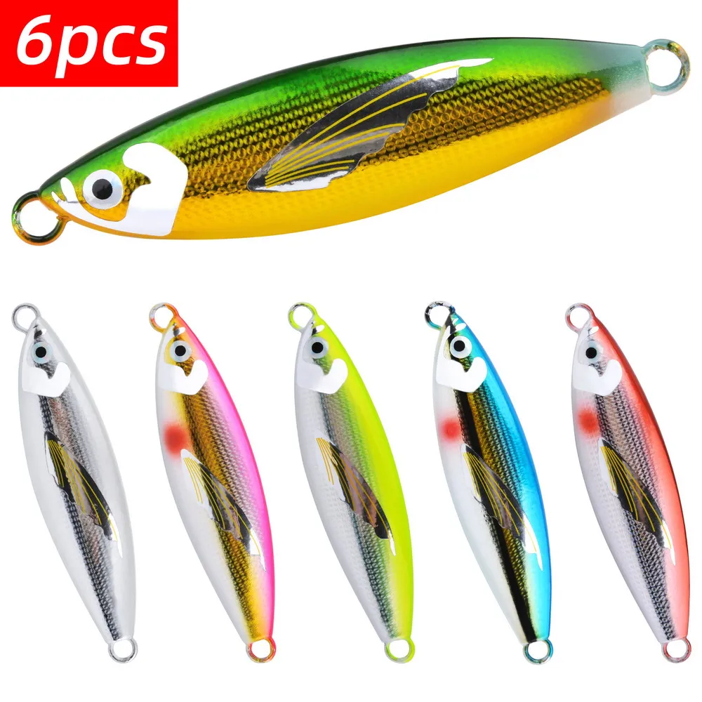 6PCS Premium Sinking Minnow Bait Lure Set-Durable Metal,Realistic 3D Eyes,Ideal for Trolling 30-120g Weight Range