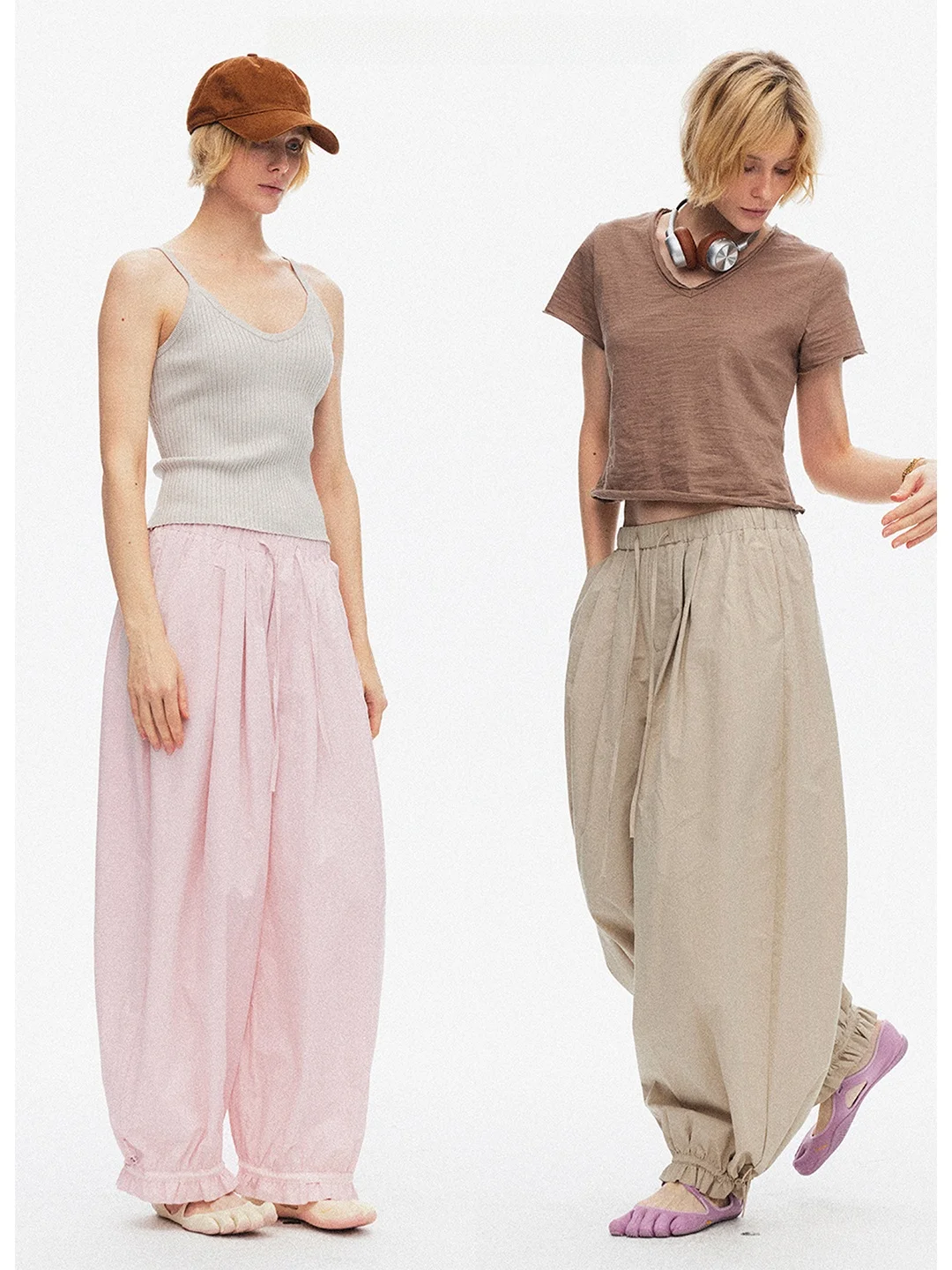 

Heygirl Black Brother Naked Sensation Commuter Pants Airy Cotton Linen Drawstring Elastic Waist Lace Casual Lantern Pants