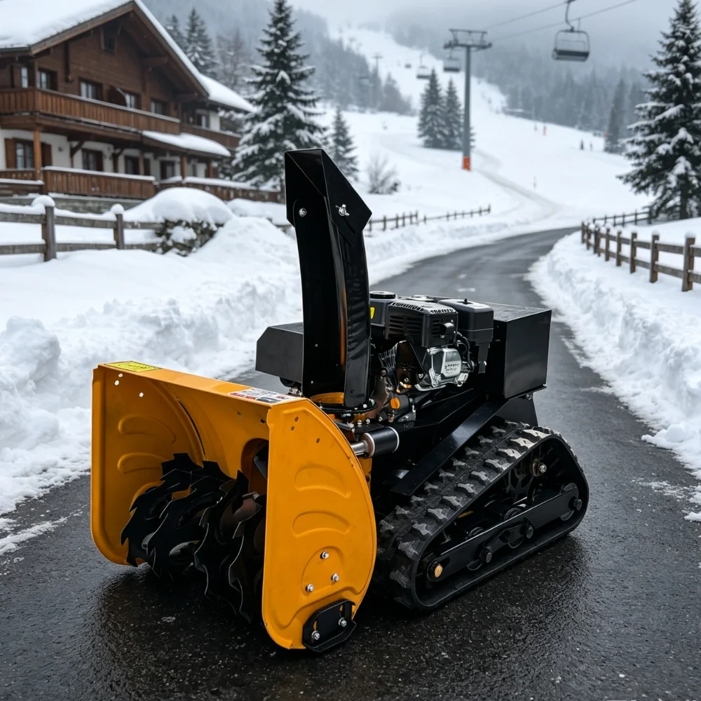 Professional Walk-behind Track Snow Blower  Powered Self-propelled Crawler Snow Thrower Residential Garden Snow Clearing