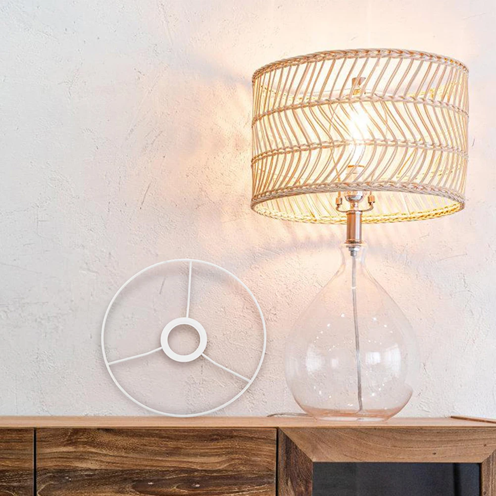 

1 Pair Round Lampshade Frame Metal Diy Lamp Shade Support Holder E27 Socket Ceiling Light Fixture Wire Structure Sturdy Base For