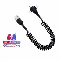 3 In 1 6A USB Cable for iPhone & Micro USB & Type C Cable 1.5M Fast Charging Portable Cable Lighting Usb for Xiaomi Samsung