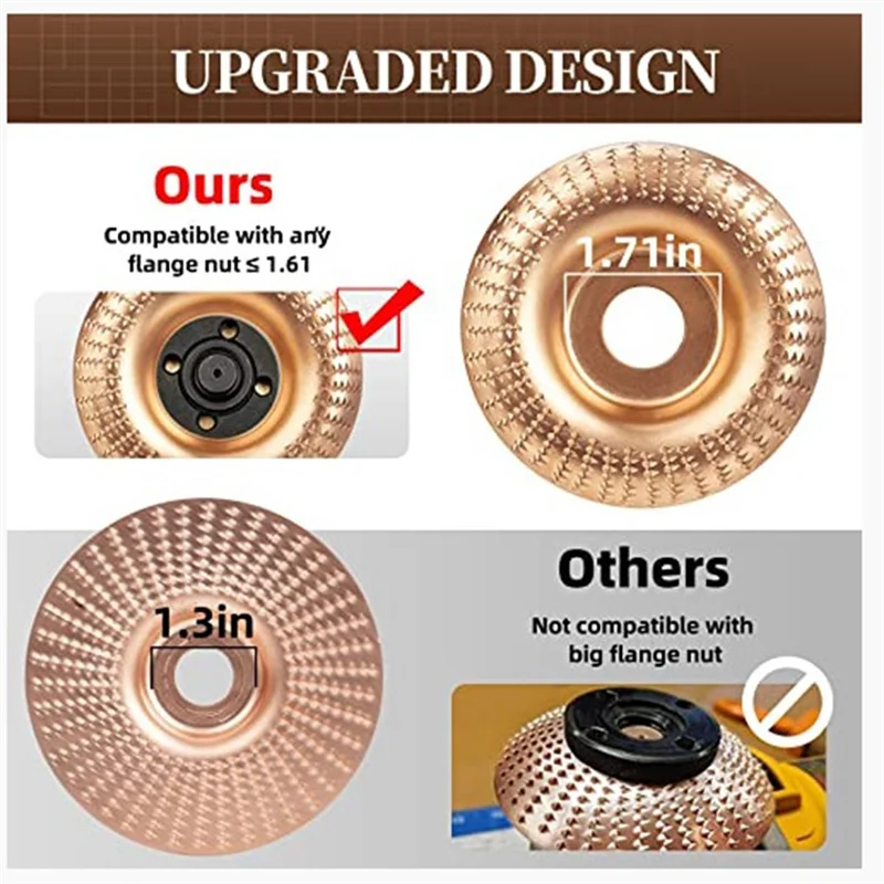 

Premium-5PCS Wood Carving Disc Parts Kit Universal Grinder Wrench Wood Shaping Disc Grinder For 4 Inch Or 4 1/2 Inch Angle Grind