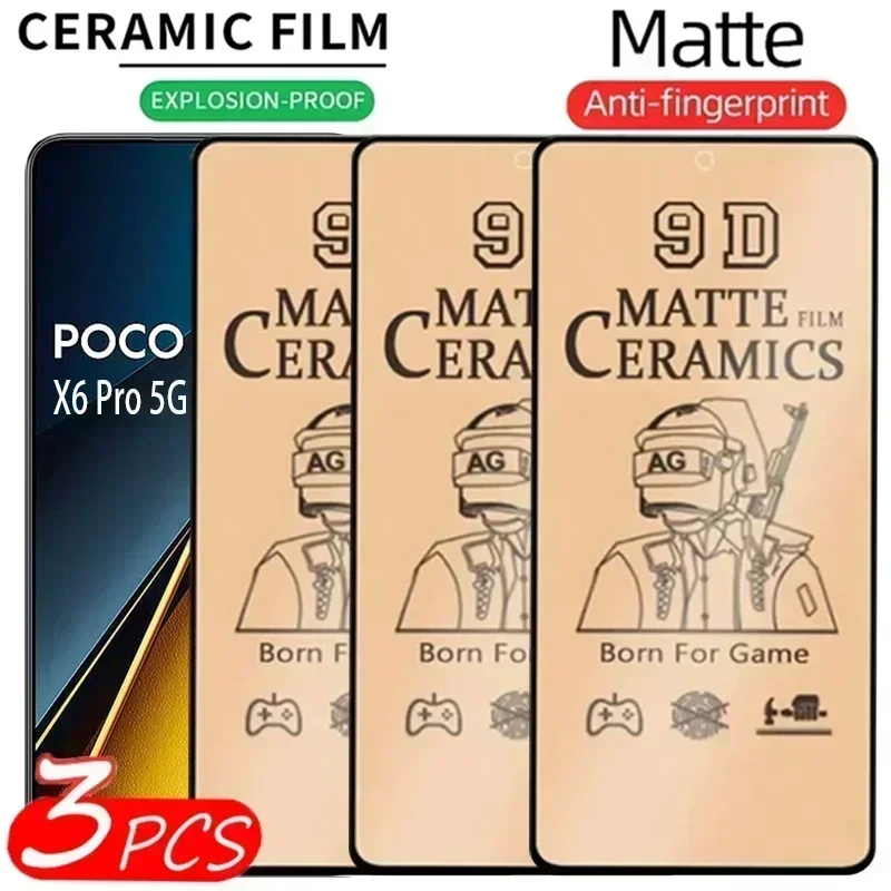 3PCS Matte Ceramic Film For Xiaomi POCO X6 X5 Pro X3 NFC X4 GT Screen Protector For POCO F6 F4 F5 M6 M5S M4 M3 Pro C65 Soft Film