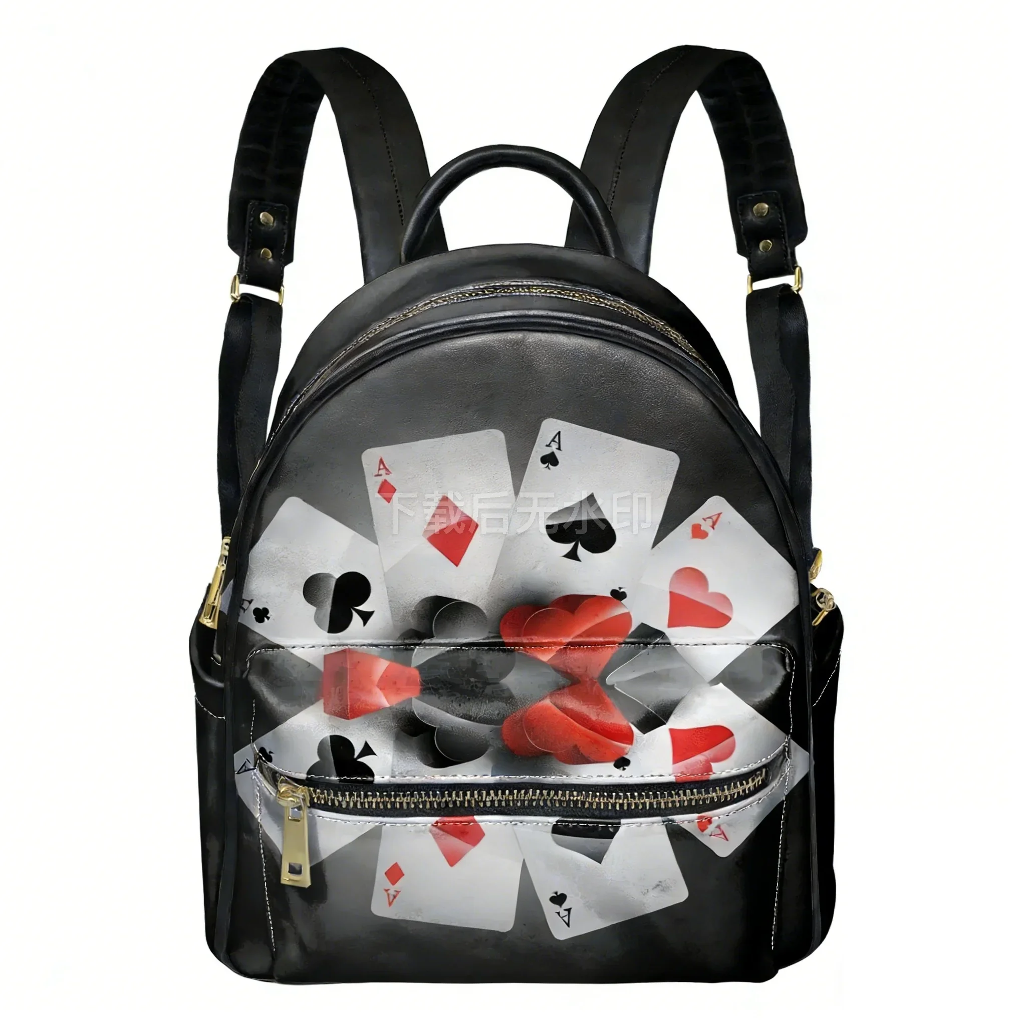 

Playing Card Poker 3D Printed Pattern Backpack Womens Mens Double Shoulder Bag Business Travel Bookbag Rucksack Gift Daypack