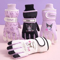 Anime Cinnamoroll Winter Warm Plush Children Glove Outdoor Skiing Windproof Coldproof Cycling Pu Leather Touch Screen Glove Gift