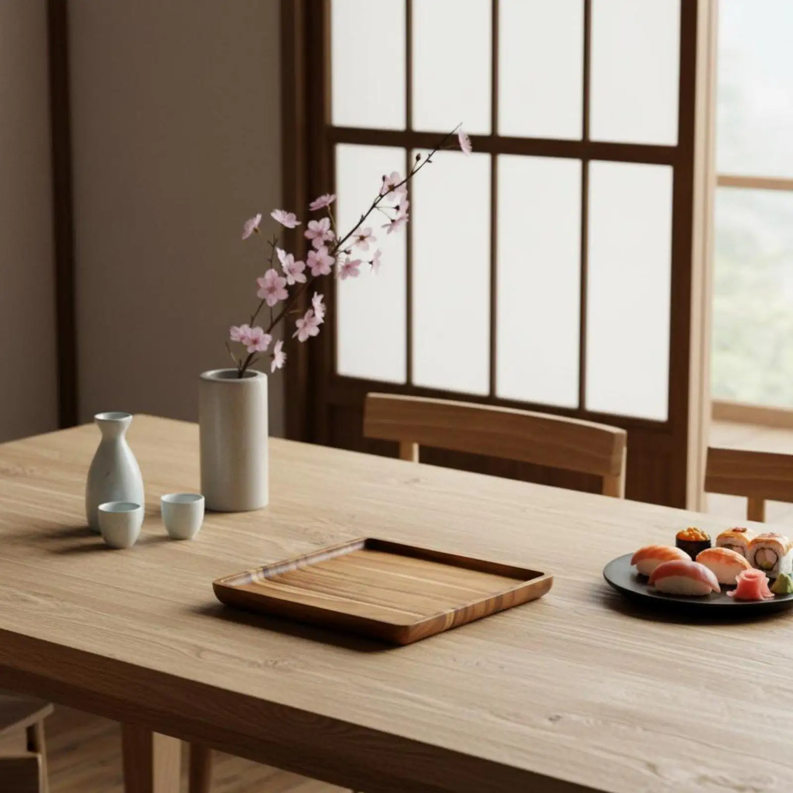 Square Serving Tray Acacia Wood Tray Decorative Plate Wooden Platter for Sushi Fruit Appetizers Buffet view 4