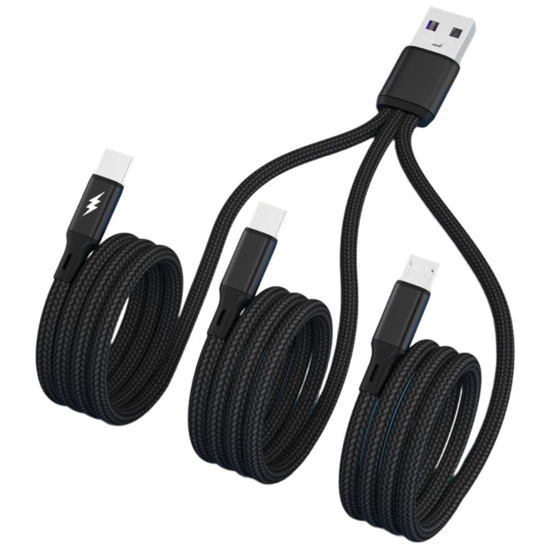 Multi Cable Braided Universal 3 in 1 Multiple USB Cable Charging Cord with Type-C Micro USB Port Connector