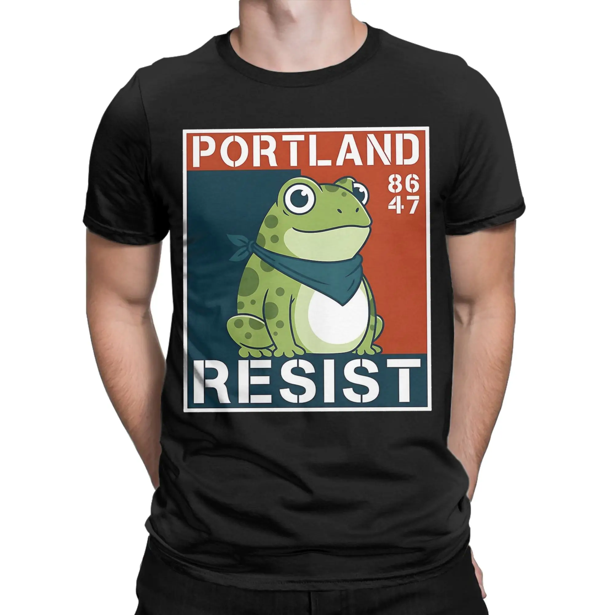 Men Portland Frog Protest Resist Frog T Shirt  Cotton Clothing Funny Short Sleeve Crewneck Tee Shirt Gift Idea T-Shirt