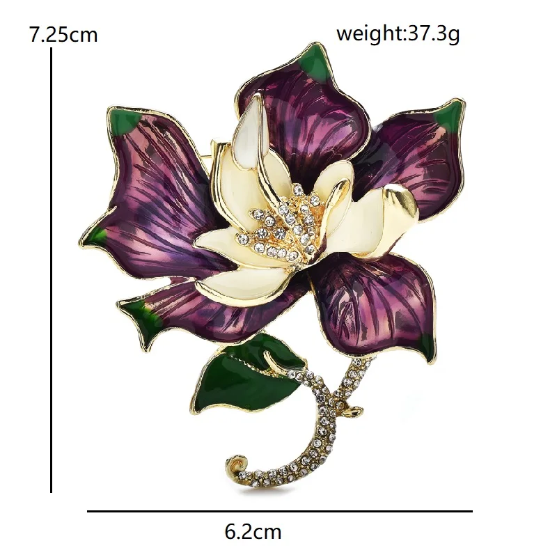 Wuli & baby كبير المينا زهرة اللوتس دبابيس للنساء للجنسين النباتات الساحرة السببية بروش دبابيس الهدايا