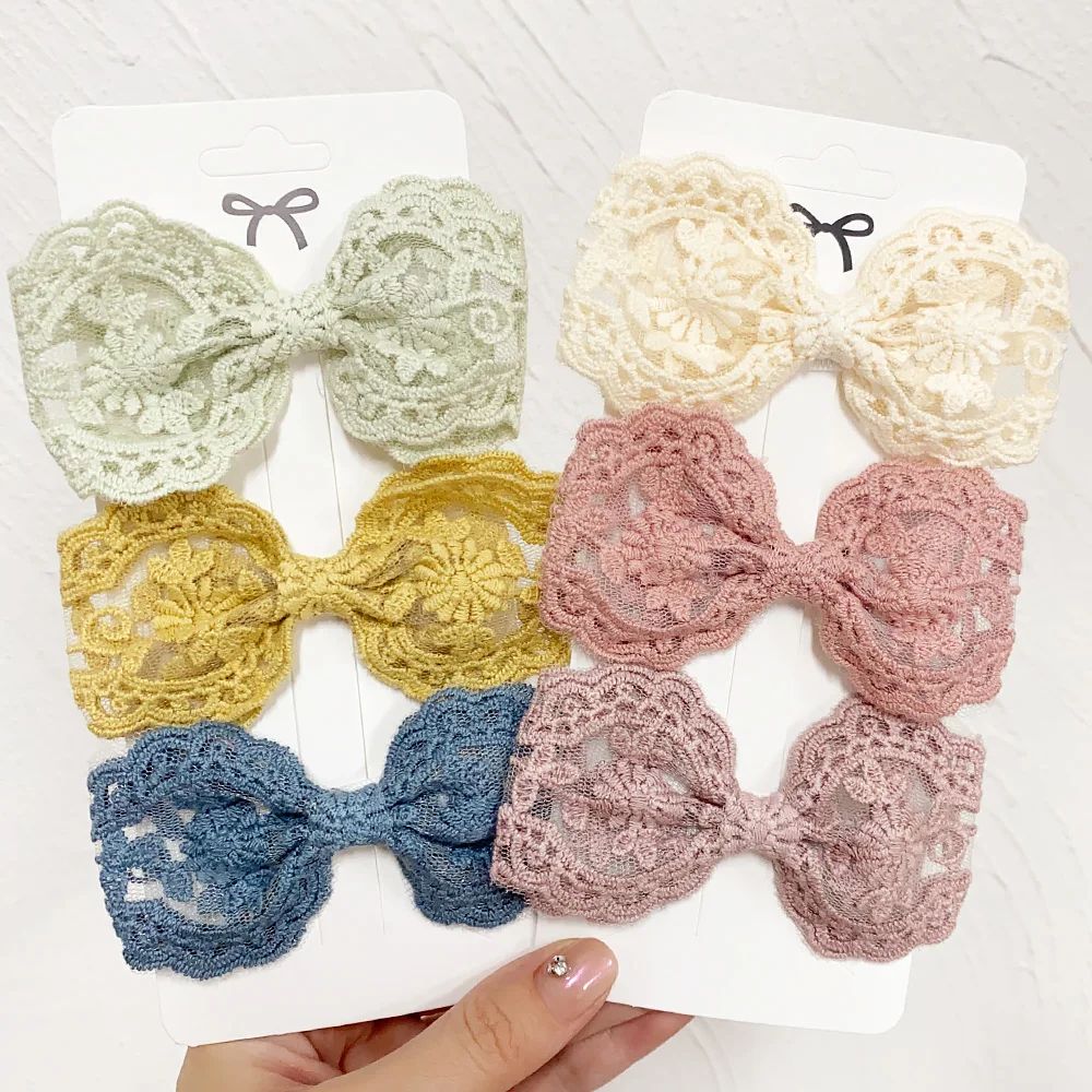 1Pc Cute Lace Bows Hair Clips Girl Delicate Hollow Bowknot Headwear Hairpins Lovely Kids Children Baby Hair Accessories 3.9Inch