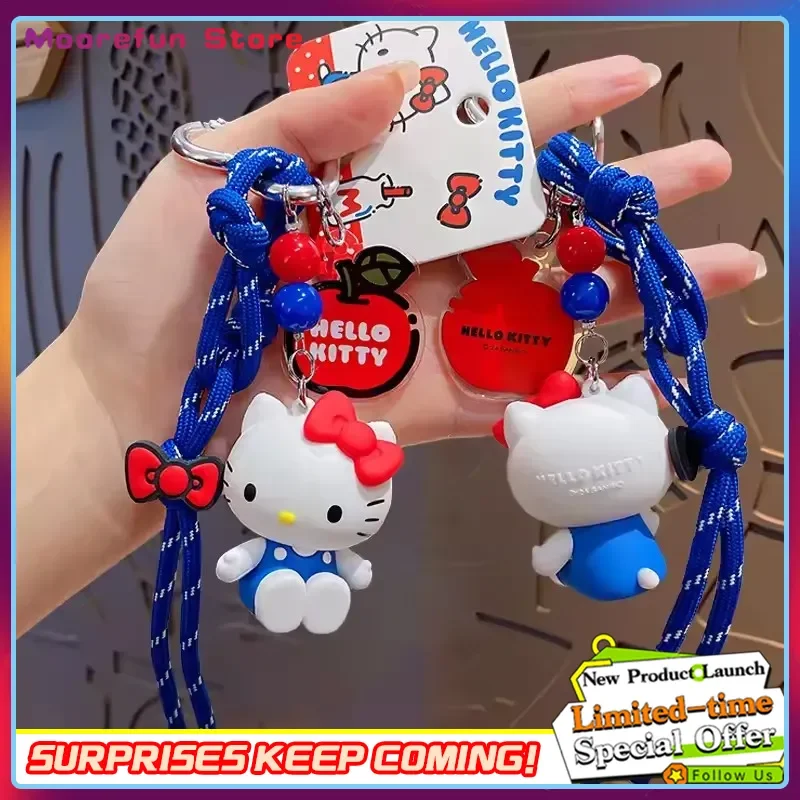 【En stock】Llavero de muñeca Kawaii Sanrio Hello Kitty, colgante de PVC con diseño de dibujos animados, colgante antipérdida para llaves de coche, colgante para mochila, regalo de cumpleaños