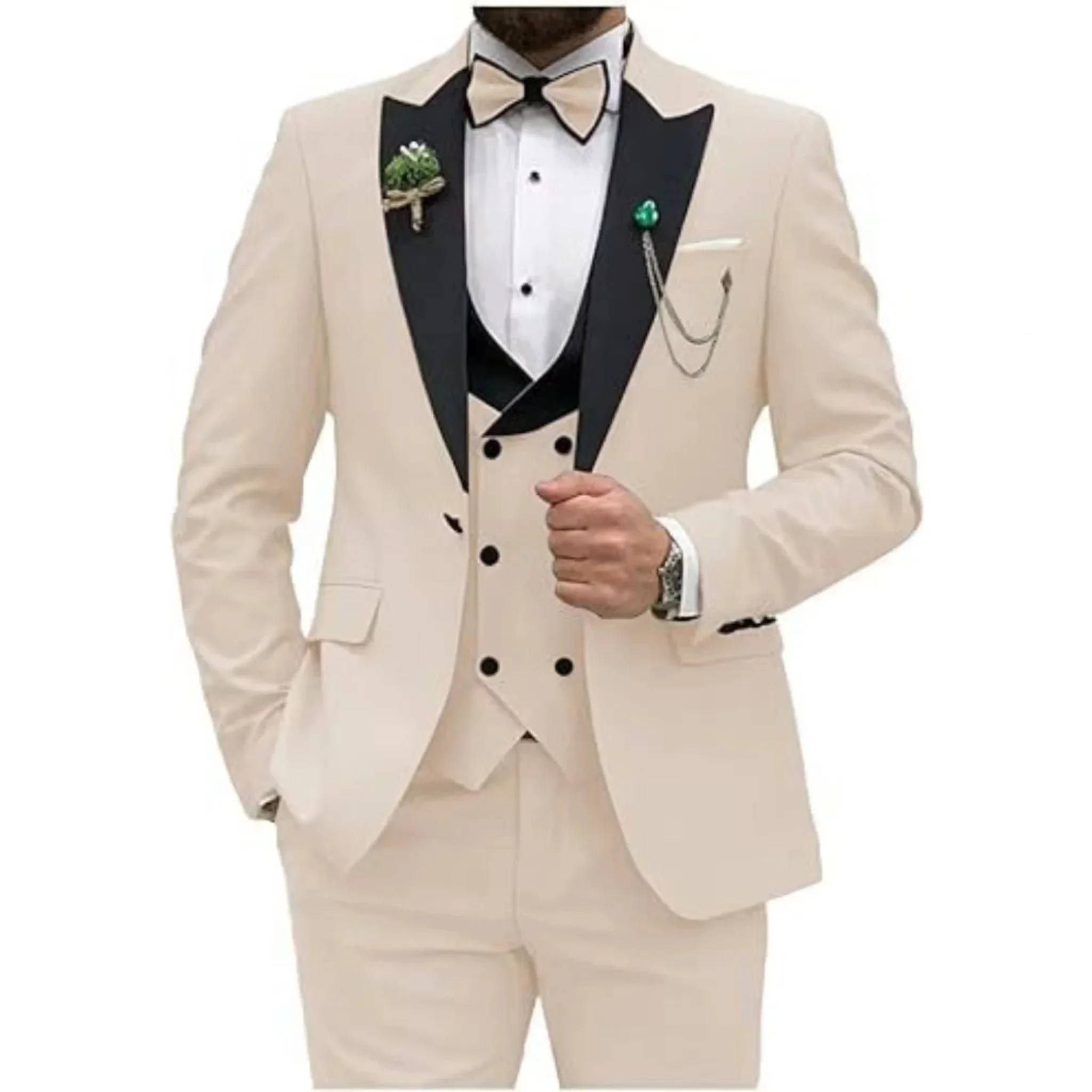 Terno masculino colorido luxo blazer colete e calça define 3 peça vestido de aniversário negócios baile de formatura trajes de festa à noite alta