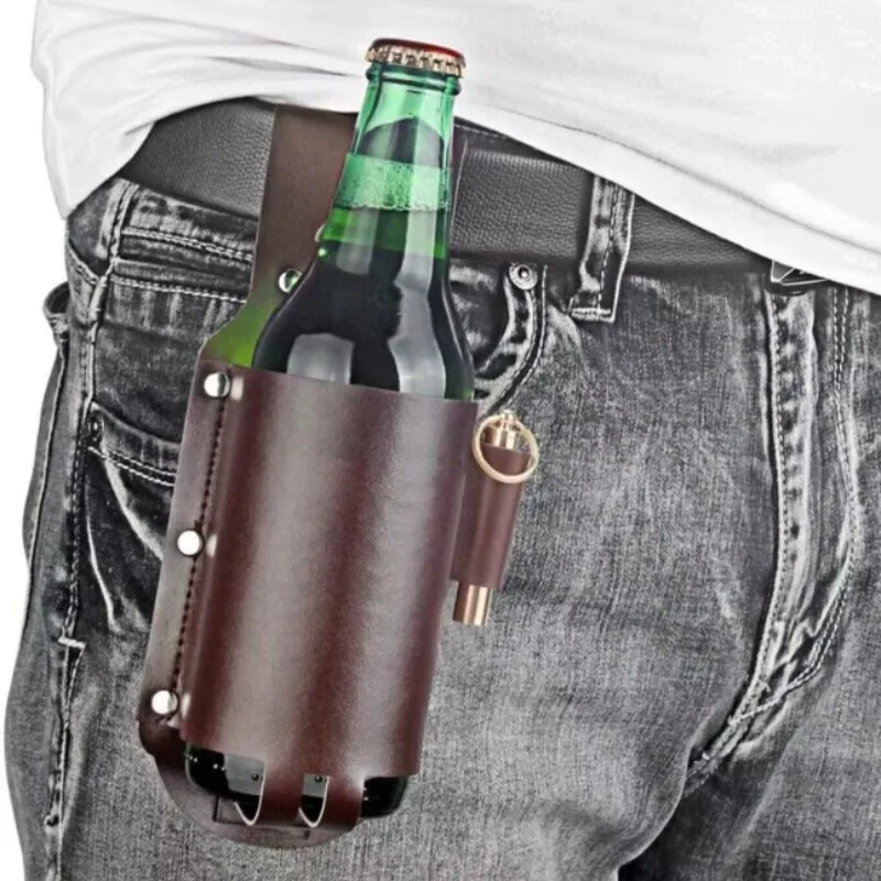 1pc Holster Portable Bottle Waist Beer Belt Bag Handy Wine Bottles Beverage Can Holder