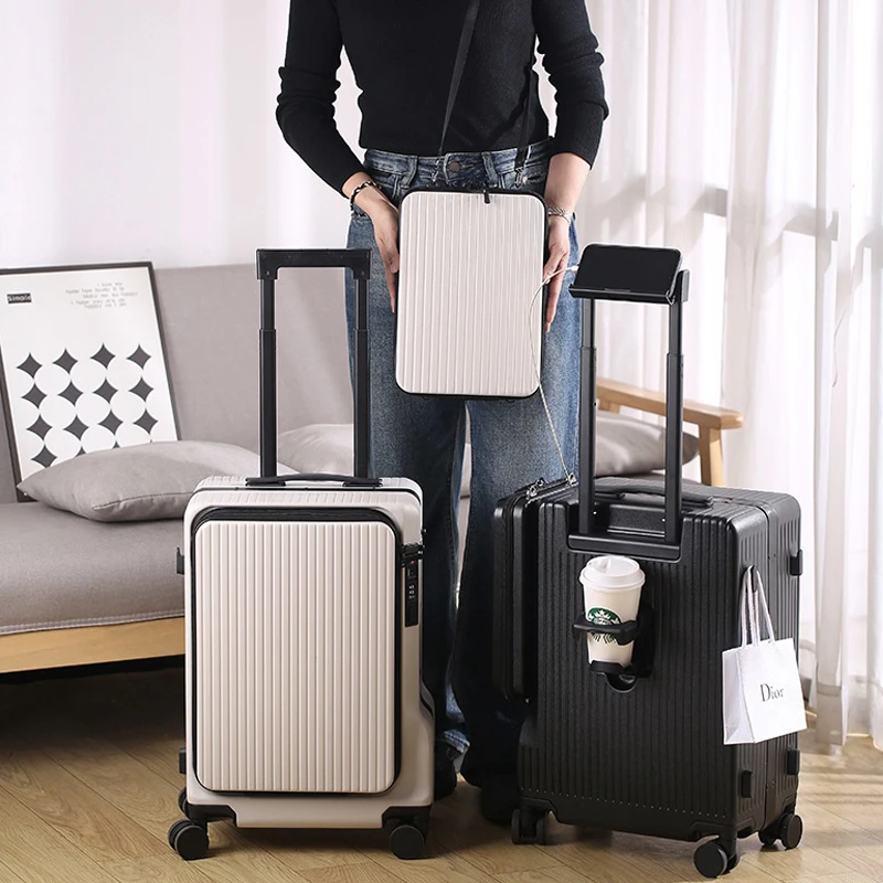 

2025 New Shaped Front Opening Suitcase with Guillotine Hanging Bag 20 inch Business Boarding Box Anti-drop Carry on Suitcase