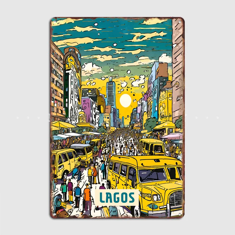

Lagos Vintage City Travel Poster Metal Sign Bar Custom Bedroom Indoor Poster Home Wall Decor Posters Room Decoration