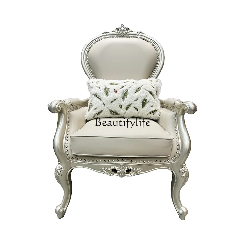 

American light luxury solid wood leisure tiger chair leather French single chair