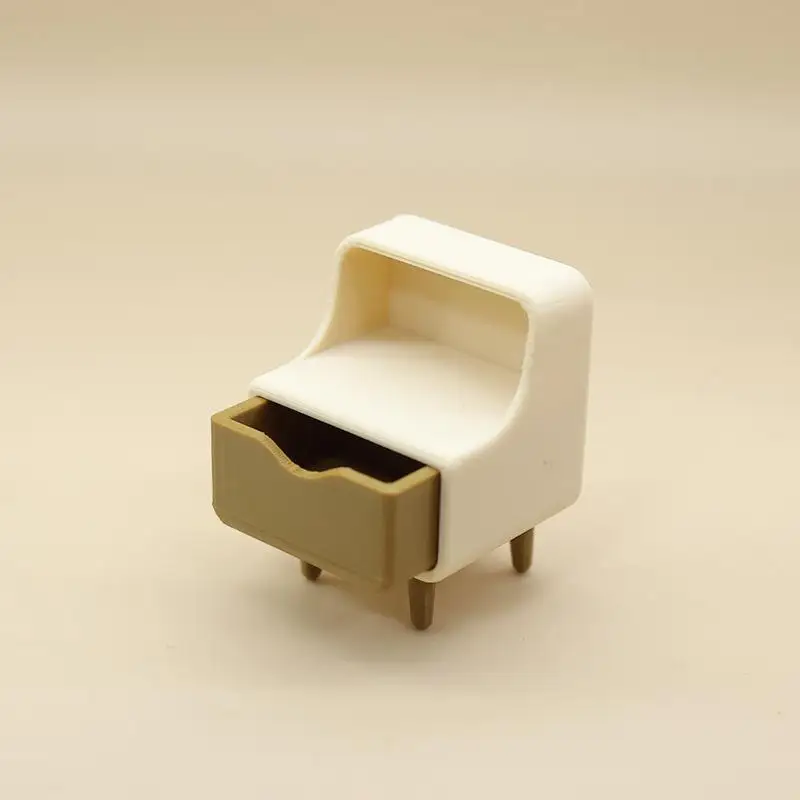 Mini Bedside Table Cabinet Ornament Dollhouse Miniature Bedside Table Model Decoration Dollhouse Scene Furniture Accessories