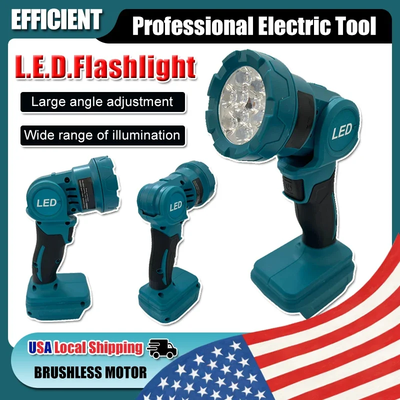 

Аккумуляторный светодиодный рабочий фонарь Fit Makita, перезаряжаемый фонарик 18В, электроинструмент для использования в помещении и на улице, ночной прожектор