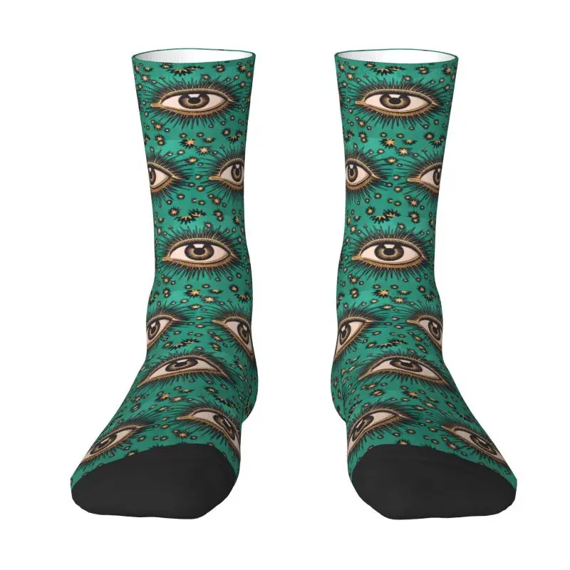 All Seeing Eye Art Men's Crew Socks Unisex Novelty 3D Printing Evil Mystic Eyes Dress Socks