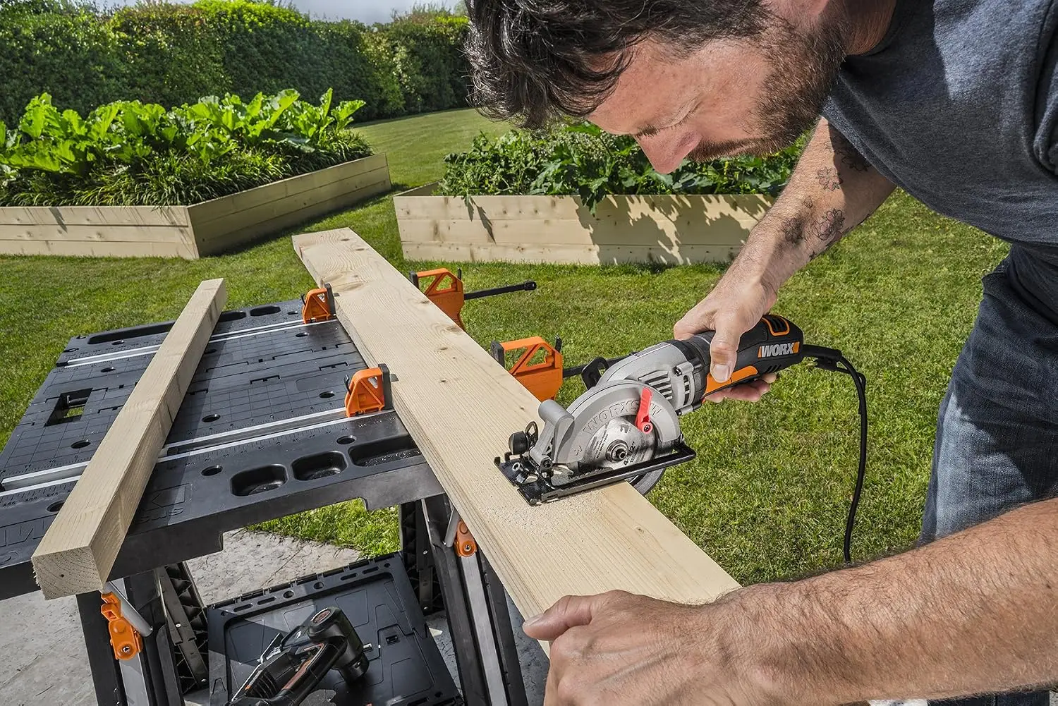 Pegasus 2-in-1 Folding Work Table & Sawhorse, Easy Setup Portable Workbench, 31