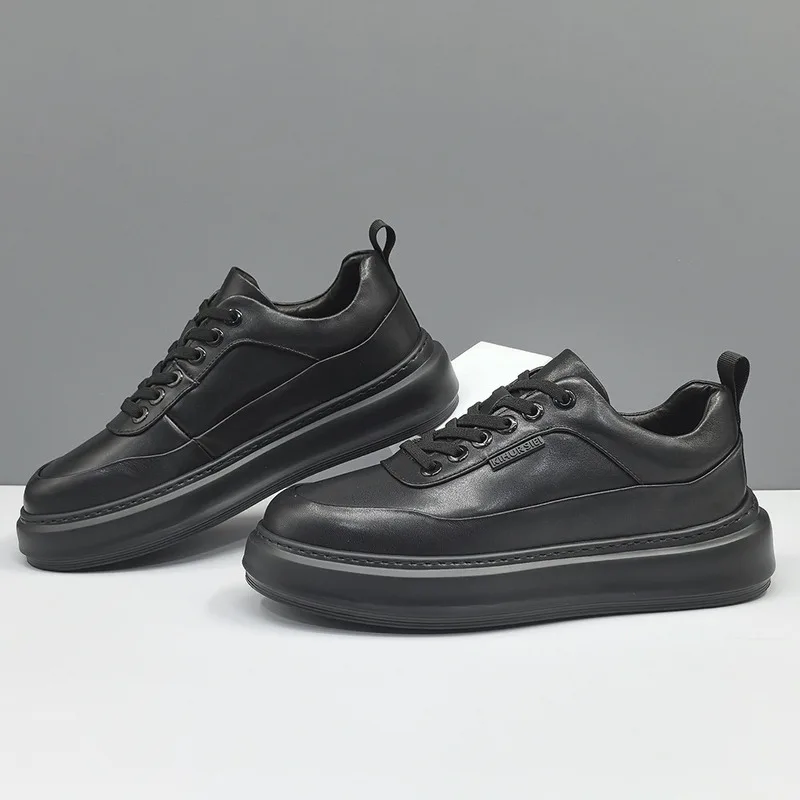 

Men's High-end Black Single Casual Shoes Without Tie Straps Leather Suede Board Shoes Men's Trendy Versatile Loafers Men Sneaker