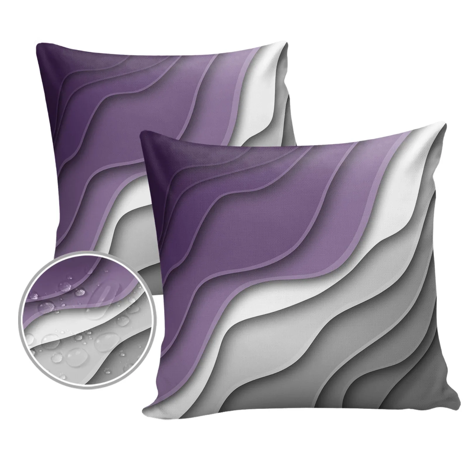 Purple Grey Gradient Modern Geometric Abstract 2/4PCS Pillowcase Waterproof Pillow Cover Case Garden Cushion Covers Home Decor