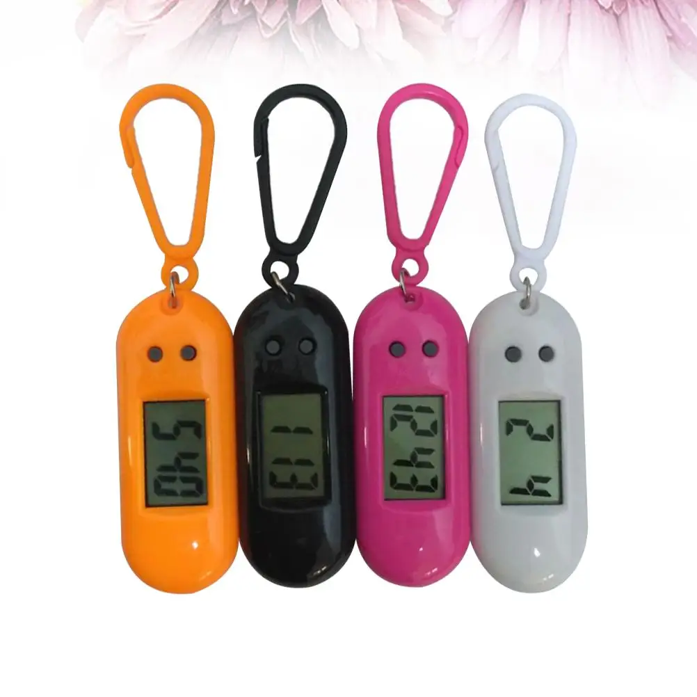 4 Pcs Keychain Pocket Watch Durable Premium Material Simple Digital Clock Kids Adults Gift Mini Electronic Plastic