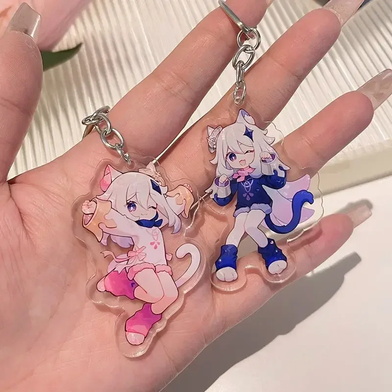 

Game Genshin Impact Keychains Cosplay Cute Paimon Acrylic Figure Keyrings Key Chain Pendant Prop