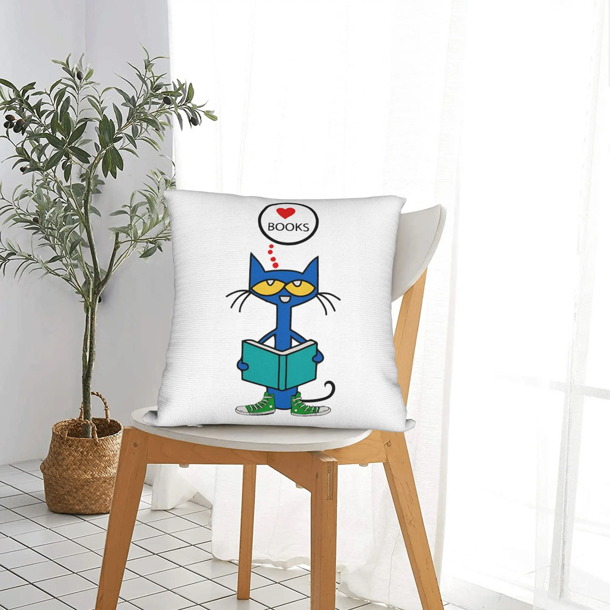Petes the Cat  a book  Square Pillow Cases  Cushion Covers Funny Polyester Decor Pillowcase for Home 18