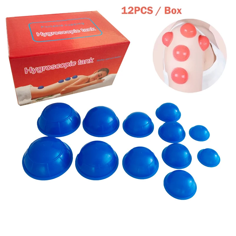 

12 шт., силиконовые массажные банки, набор банок, китайская терапия, массажер для тела, антицеллюлитные вакуумные банки