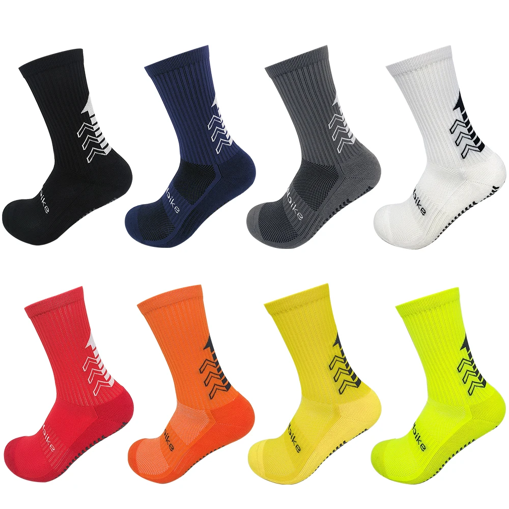 1 paio di calzini da calcio antiscivolo da uomo da donna Outdoor Running Football Cycling Grip Socks calzini sportivi a tubo medio che assorbono il