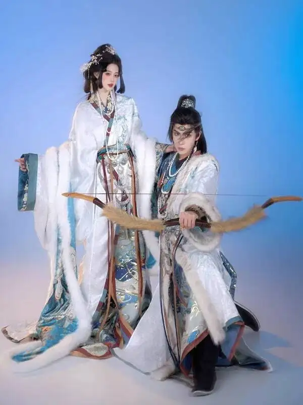 New Hanfu Women Zhan Guo Robe Azure Dragon Heavy Industry Embroidery Zhijin Wei Jin System Fiesta Carnival Halloween Cos Cosplay view 3