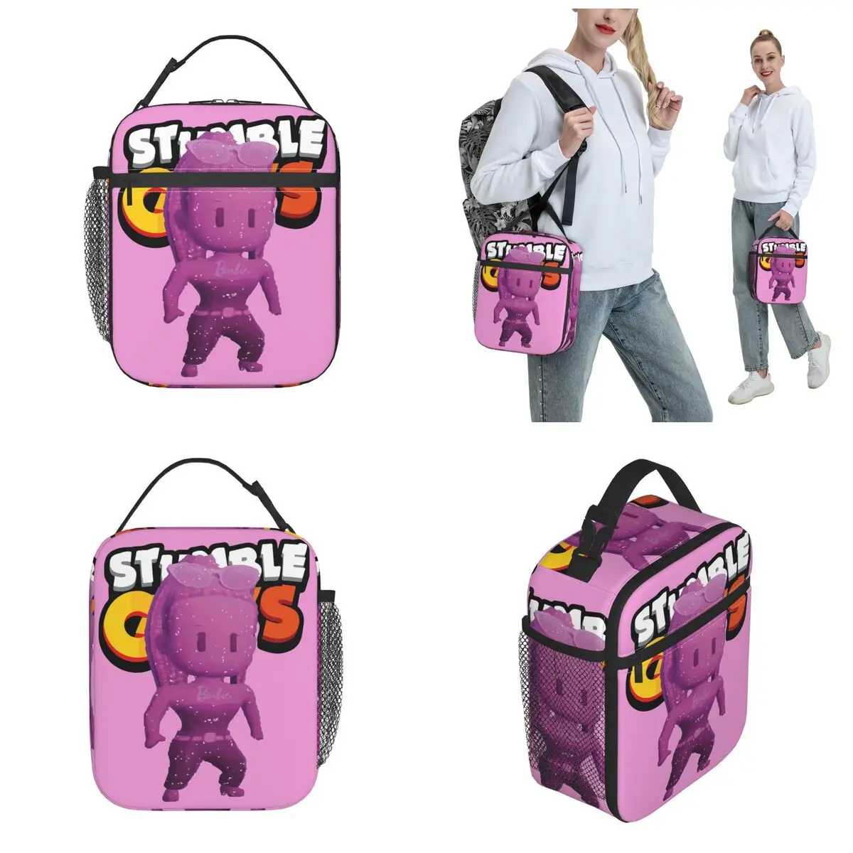 Insulated Lunch Bags Sparkle Barbiee Stumbleguys Product Funny Game Lunch Food Box Trendy Cooler Thermal Lunch Box For Travel