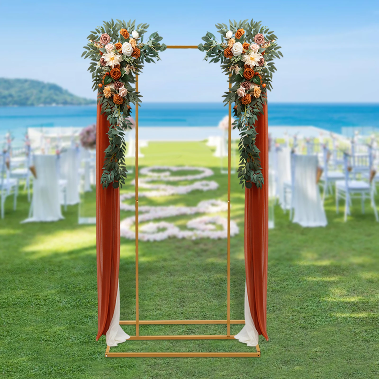 

Подставка для свадебного фона с золотым воздушным шаром, металлическая арка 2x1 м для декора вечеринки, цветочная композиция в саду, грузоподъемность 7-8 кг