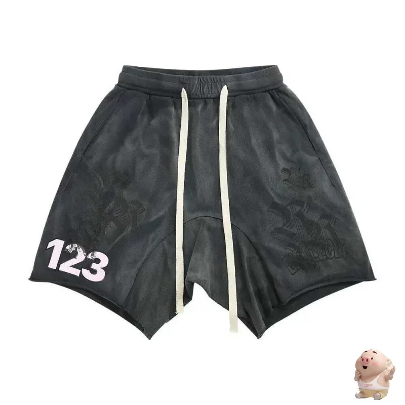 W nowym stylu Vintage Patchwork RRR123 spodenki mężczyźni kobiety najlepsza jakość Casual Jogger sznurkiem ponadgabarytowe RRR 123. bryczesy z metkami