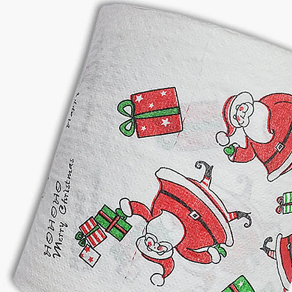 Creative Toilet Paper Roll Christmas Santa Printing Roll Paper Colored Printed Christmas Bath Tissue