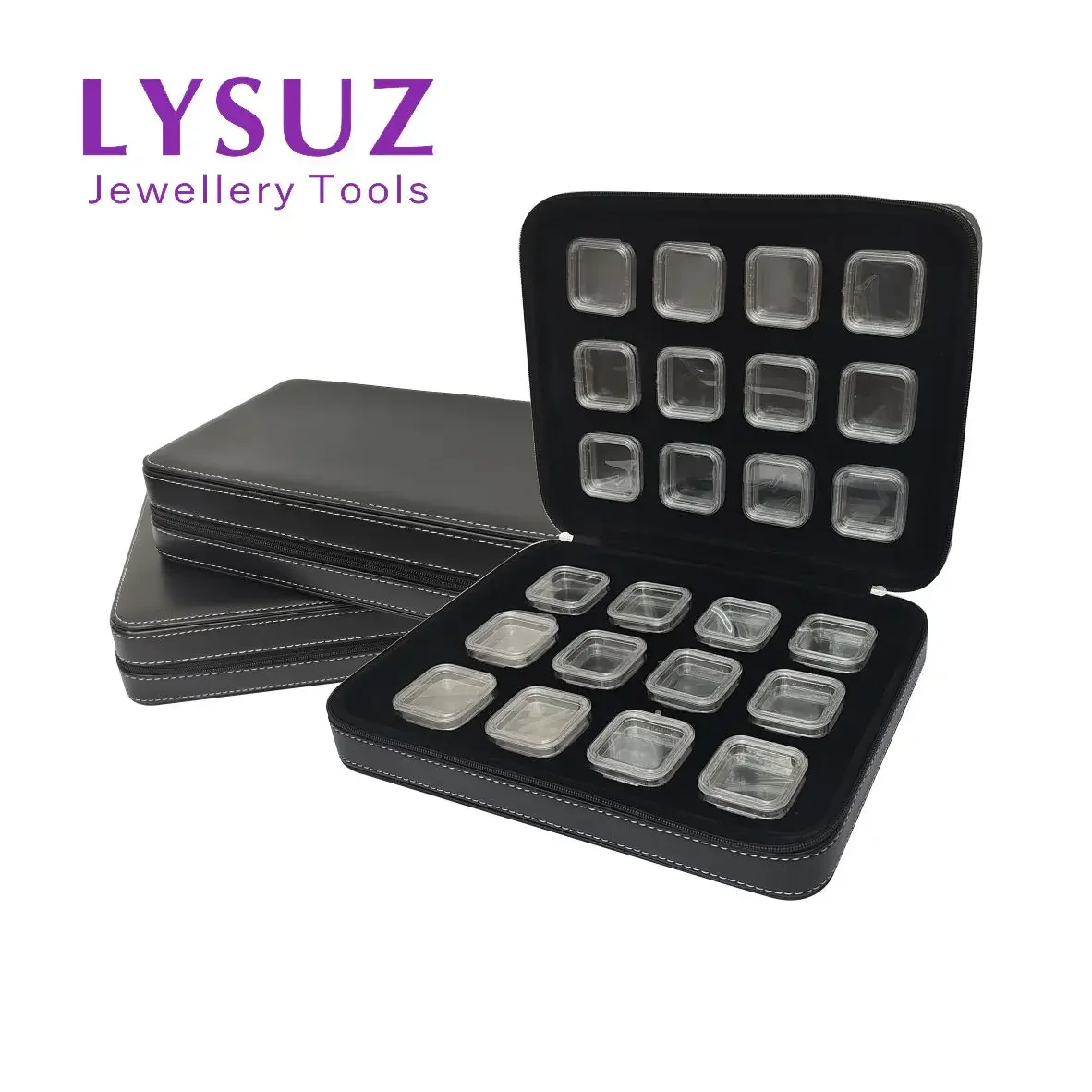 Jewelry Suspension Display Box Storage Bag Transparent Container Gemstone Loose Diamond 3D Floating Display Tray Plastic Case