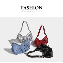 Fashion Versatile Zipper Shoulder Bags Y2K Style Female Underarm Bag Hottie Girls Hobo Bags Vintage PU Leather Handbag for Women