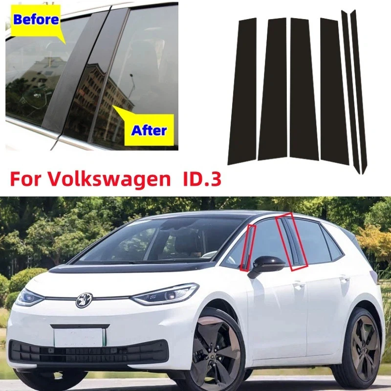

For Volkswagen ID.3 2022-2026 6PCS Window Trim Covers Center Film Column B C Pillar Posts Sticker Car Accessories