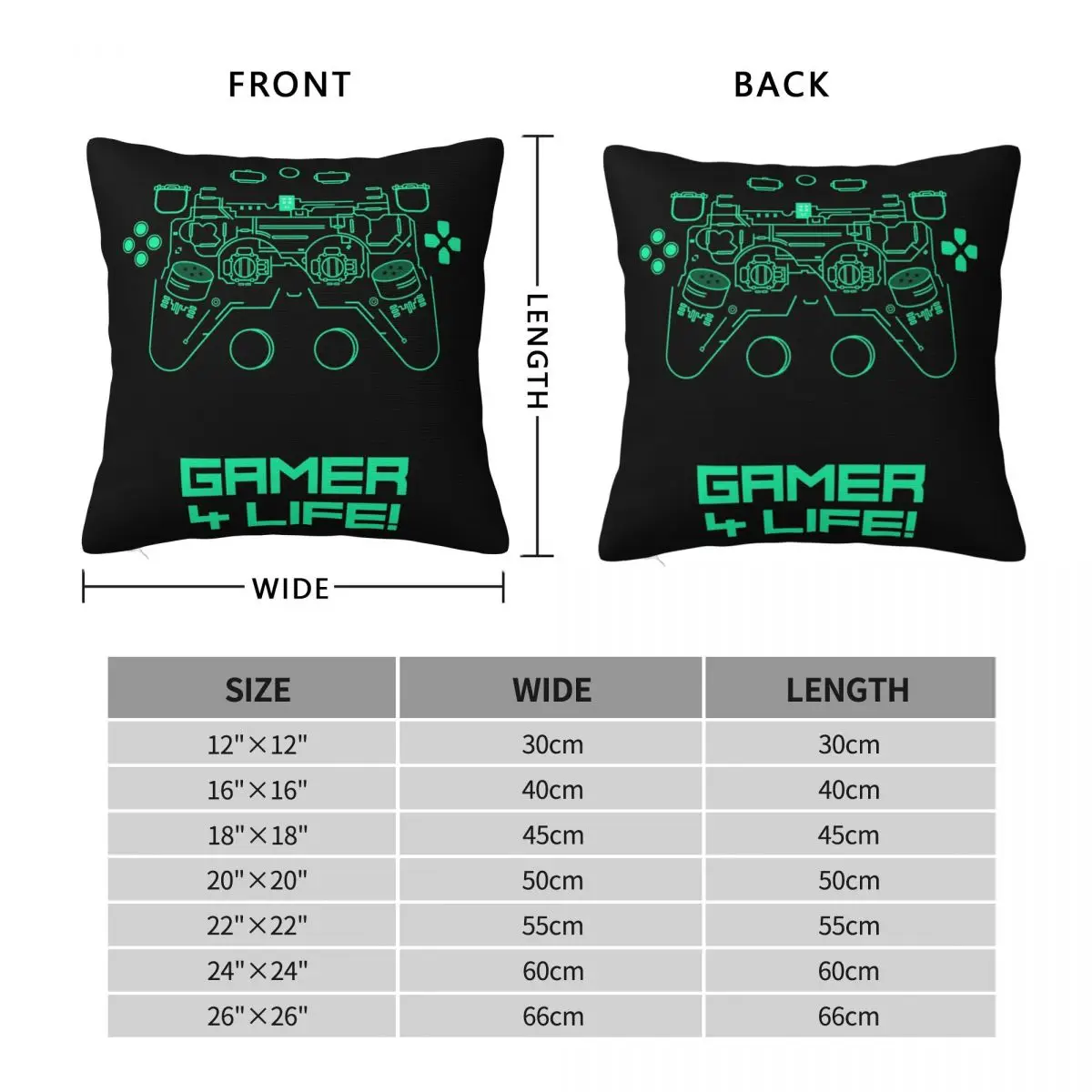 Gamer 4 Life Gamepad Square Pillowcase Cushion Cover Pillow Case Throw Pillow Cover for Home Sofa Living Room