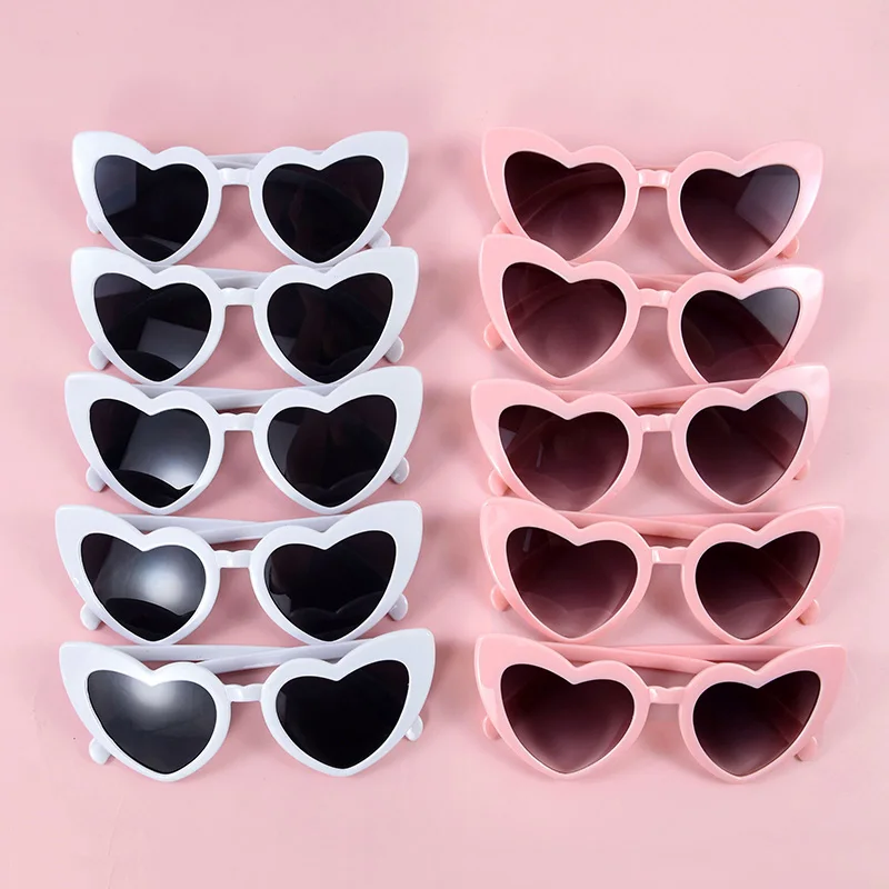 

Bachelorette Party Sunglasses Wedding Bridal Shower Decor Bride To Be Bridesmaid Gift Pink White Heart Shaped Glasses