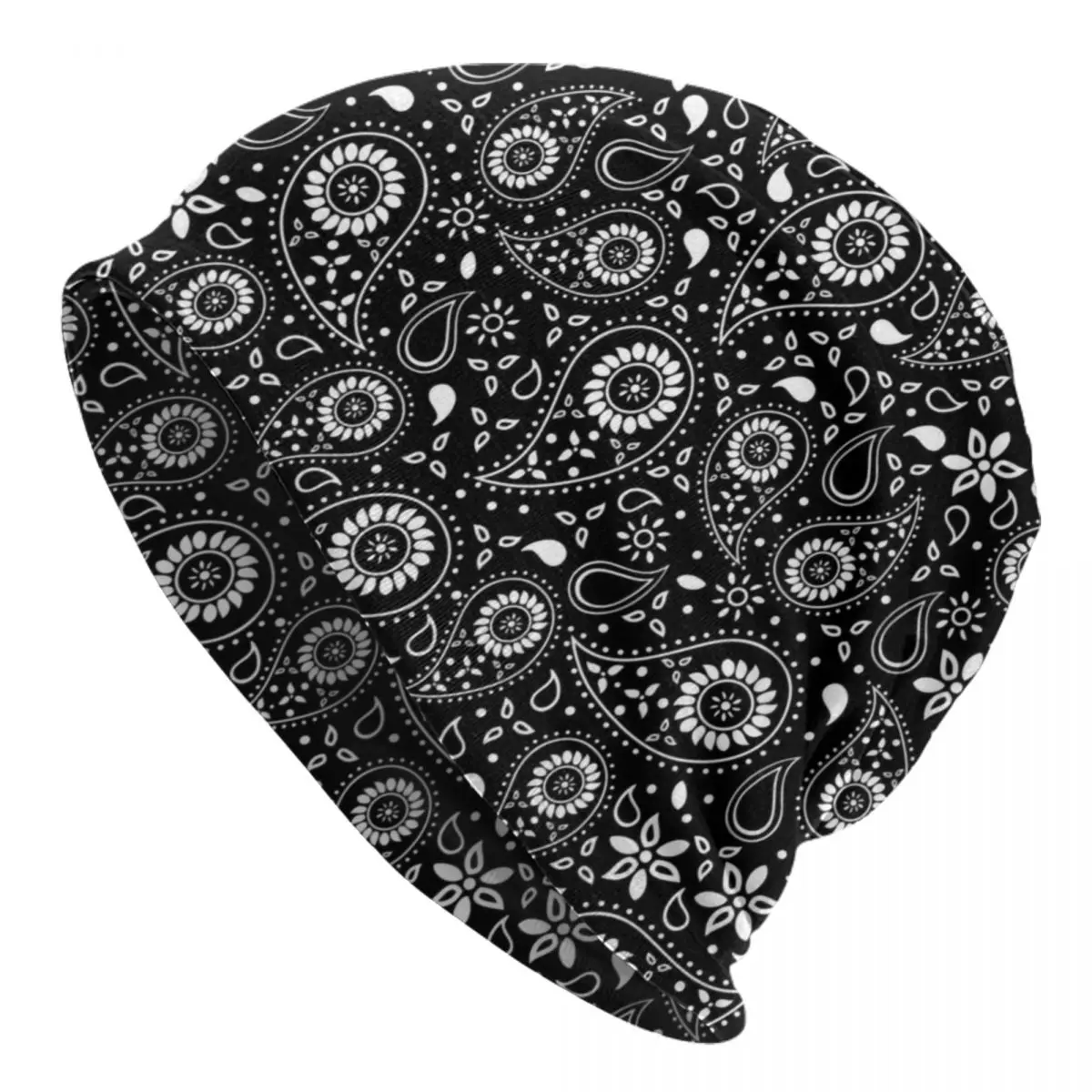 Custom Paisley Floral Pattern Skullies Beanies Caps Hip Hop Winter Warm Knitted Hats Unisex Adult Bohemian Style Bonnet Hats