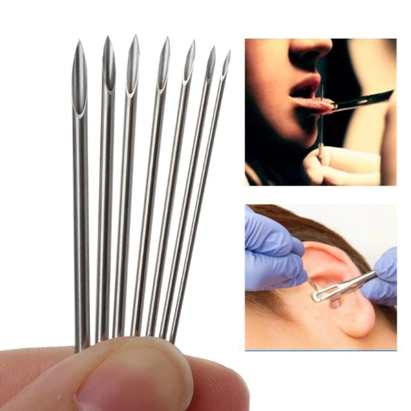 20x Body Piercing Needle Disposable Sterile Stainless Steel Piercing Needle