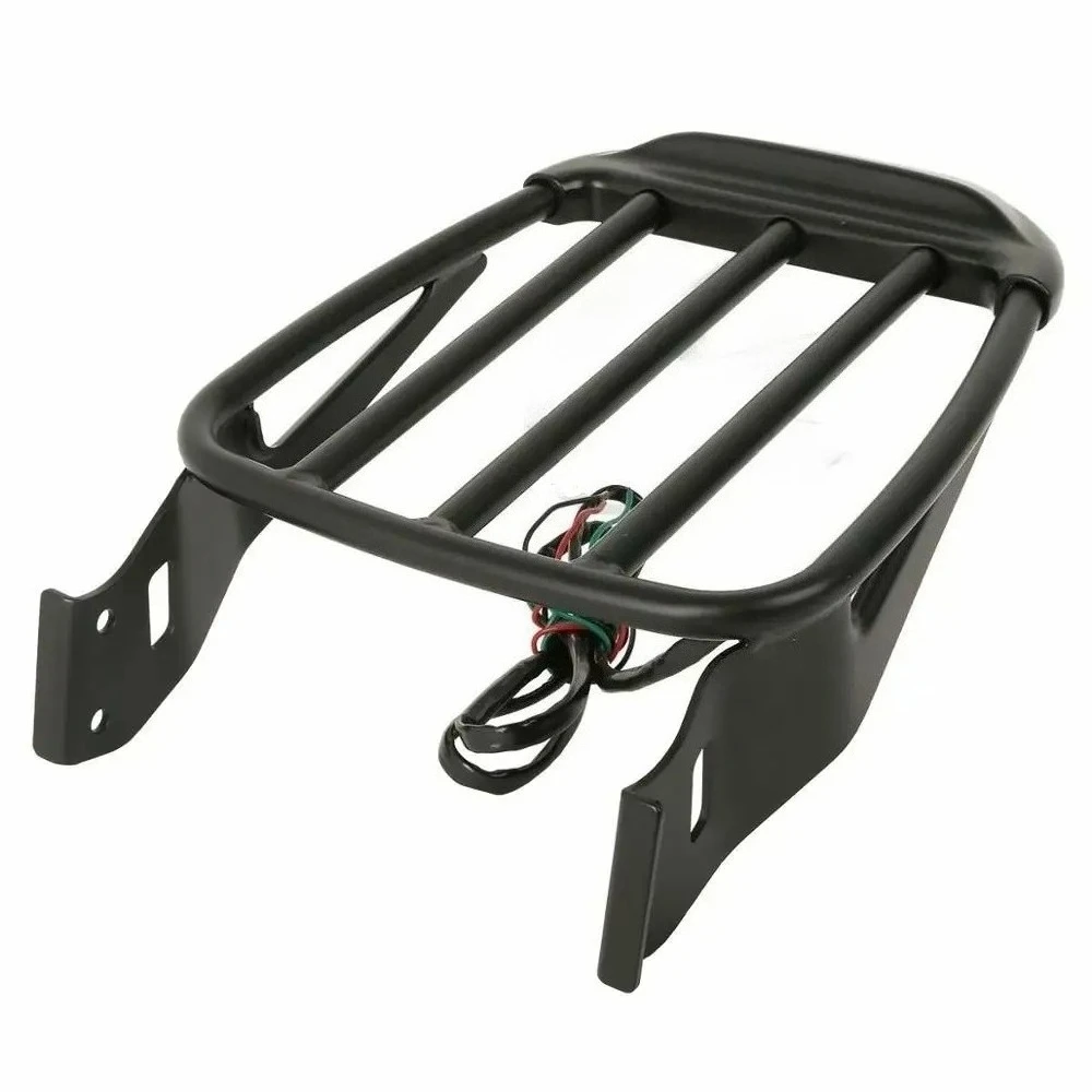 

For Harley Sportster XL Iron 883 1200 2004-2019 Dyna Street Bob SuperLow 2006-2017 Motorcycle Two-Up Luggage Rack with LED Light
