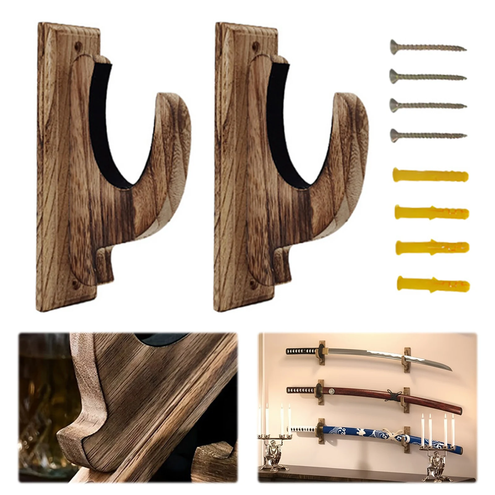 Wall Mounted Solid Wood Hunting Gun Brackets Gun Storage Bracket Sword Display Stand for Rifles Shotguns Swords Bows